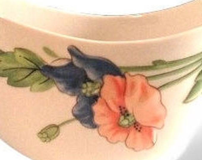 Villeroy & Boch Gravy Boat, Amapola, Poppies, Vitro Porcelain, Large Gravy Bowl Server, Germany, Blue Orange Flowers