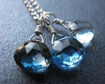 Swiss Blue Topaz Necklace, Blue Topaz Necklace, Sky Blue, London Blue Topaz, Sterling Silver, December Birthstone Necklace - Glacial Waters
