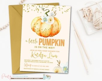 Pumpkin Baby Shower Invitation, Fall Baby Shower Invitation, Gender Neutral Baby Shower Invitation, Pumpkin Invitation, Fall Invitation