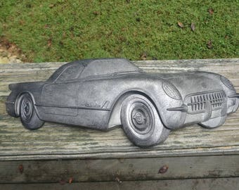 Vintage 1974 Plaque Featuring 1953 Corvette, American Molded Products, Gray Plastic, 3-D, Chevrolet Vintage Home Decorating, 1974 Home Decor