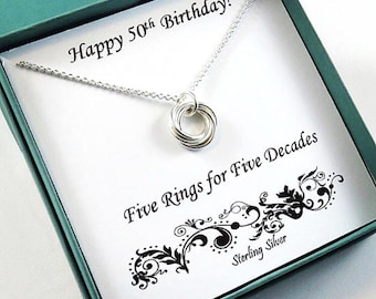 50th Birthday Gift for Women, Sterling Silver Necklace, 50th Birthday, Love Knot Necklace, Birthday Jewelry, 50th Birthday Gift, MHD
