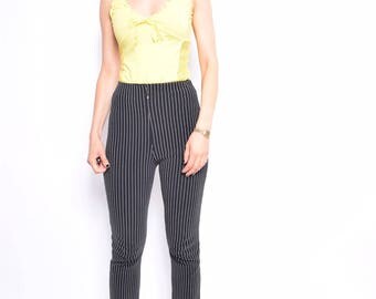 Vintage 90's Lemon Yellow Fishnet Sides Top / Yellow Sleeveless Fishnet Top - Size Medium