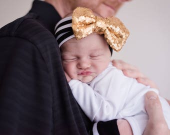 Baby girl Headband, Sequin trim headband, Newborn Headband, Infant Headband, Headband, Photo Prop