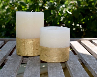 Griffith Street Candles Gold Dip Unscented Pillar Candles