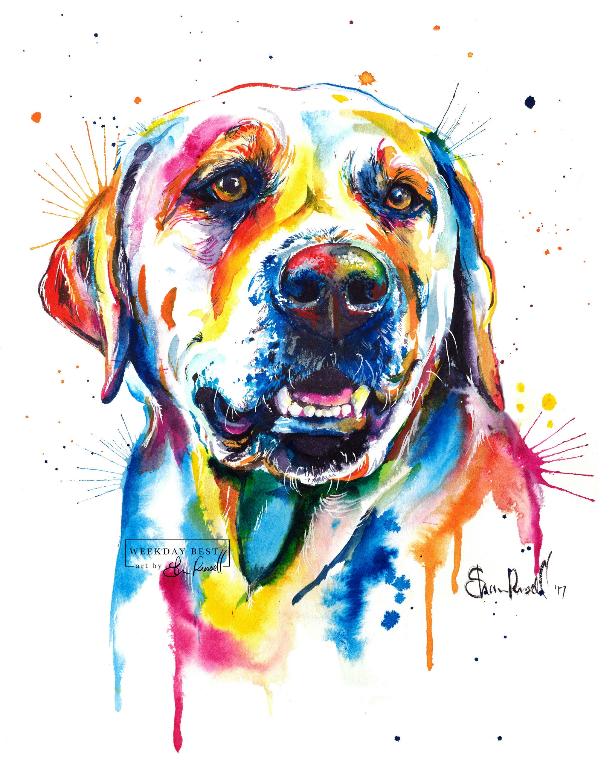 Colorful Yellow Lab Art Print Print Of My Original