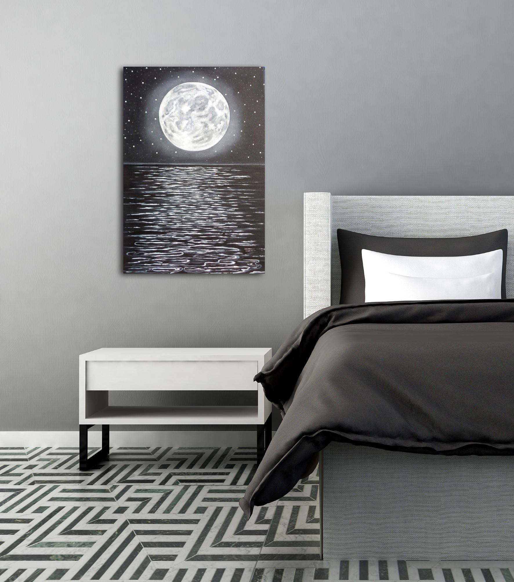 Moon Phases Wall Art Moon Painting Full Moon Moon Phase