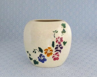 Speckled Floral Vase Vintage Pillow Colorful Stenciled Flowers Cream Pansy Speckled Floral Vase Vintage Pillow Colorful Stenciled Flowers Cream Pansy