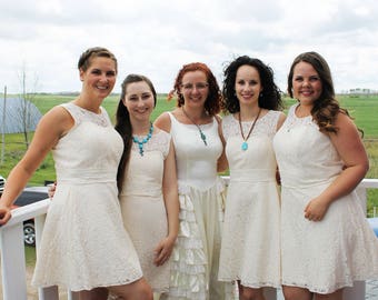 ivory lace bridesmaid dresses