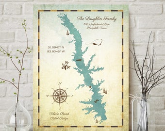 Lake House Decor, Personalized Lake Map, Lake Decor, Lake House, Lakehouse Decor, Lake House Sign, Custom Lake Map, Family Cabin Art
