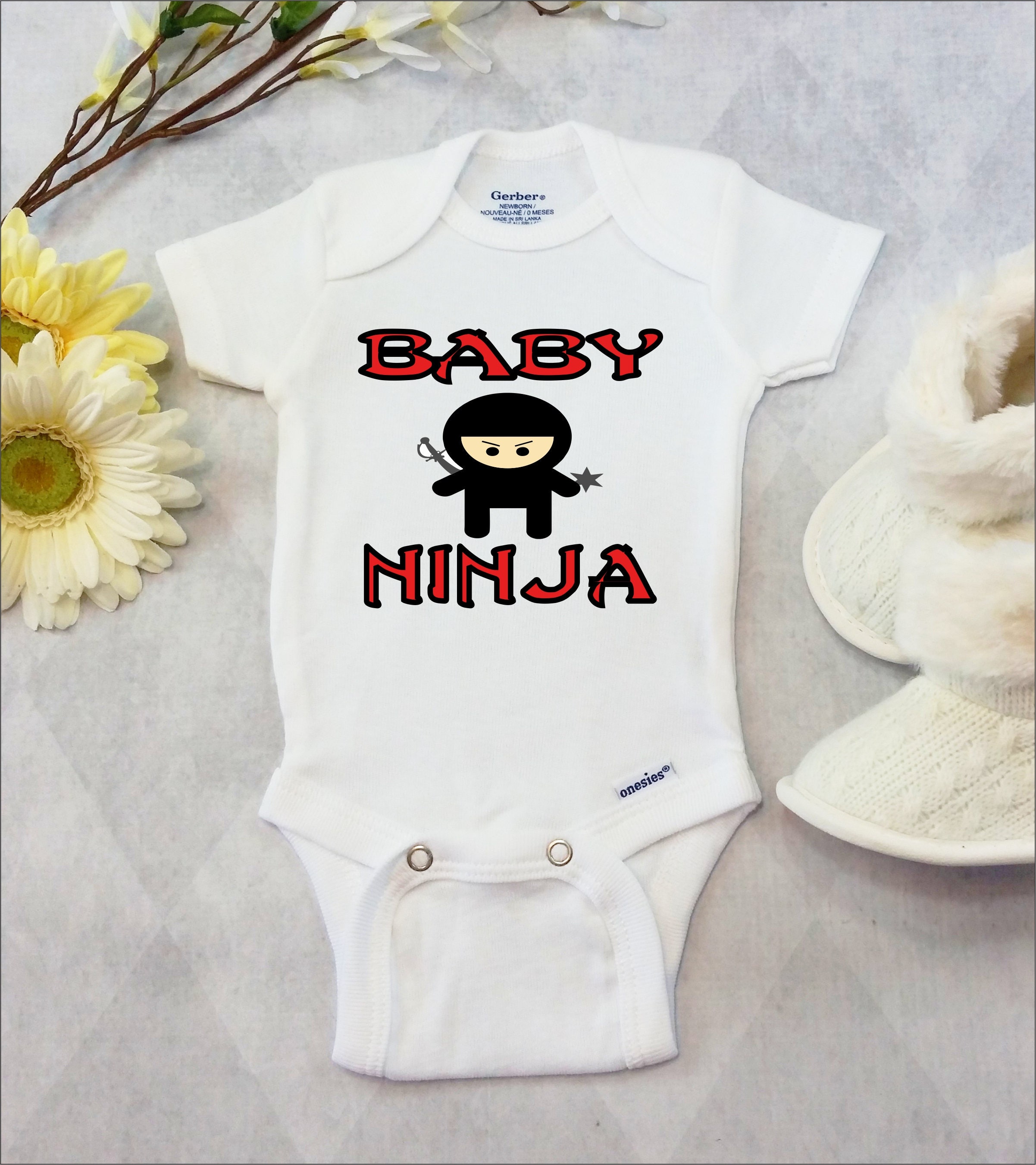 Baby Ninja Onesies® Brand Bodysuit Ninja Shirt Funny Baby Boy
