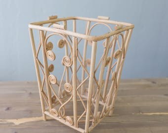 Vintage Victorian Wicker Curlicue Bin// Rattan Retro Victorian Reproduction Ornate Collectibles Home and Decor Bohemian Boho Chic Dorm Decor