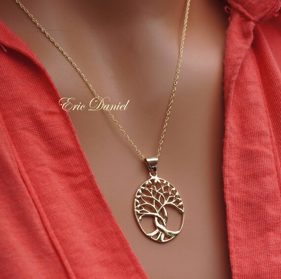 Download Solid Gold Tree of Life Pendant Necklace 10K 14K 18K in White