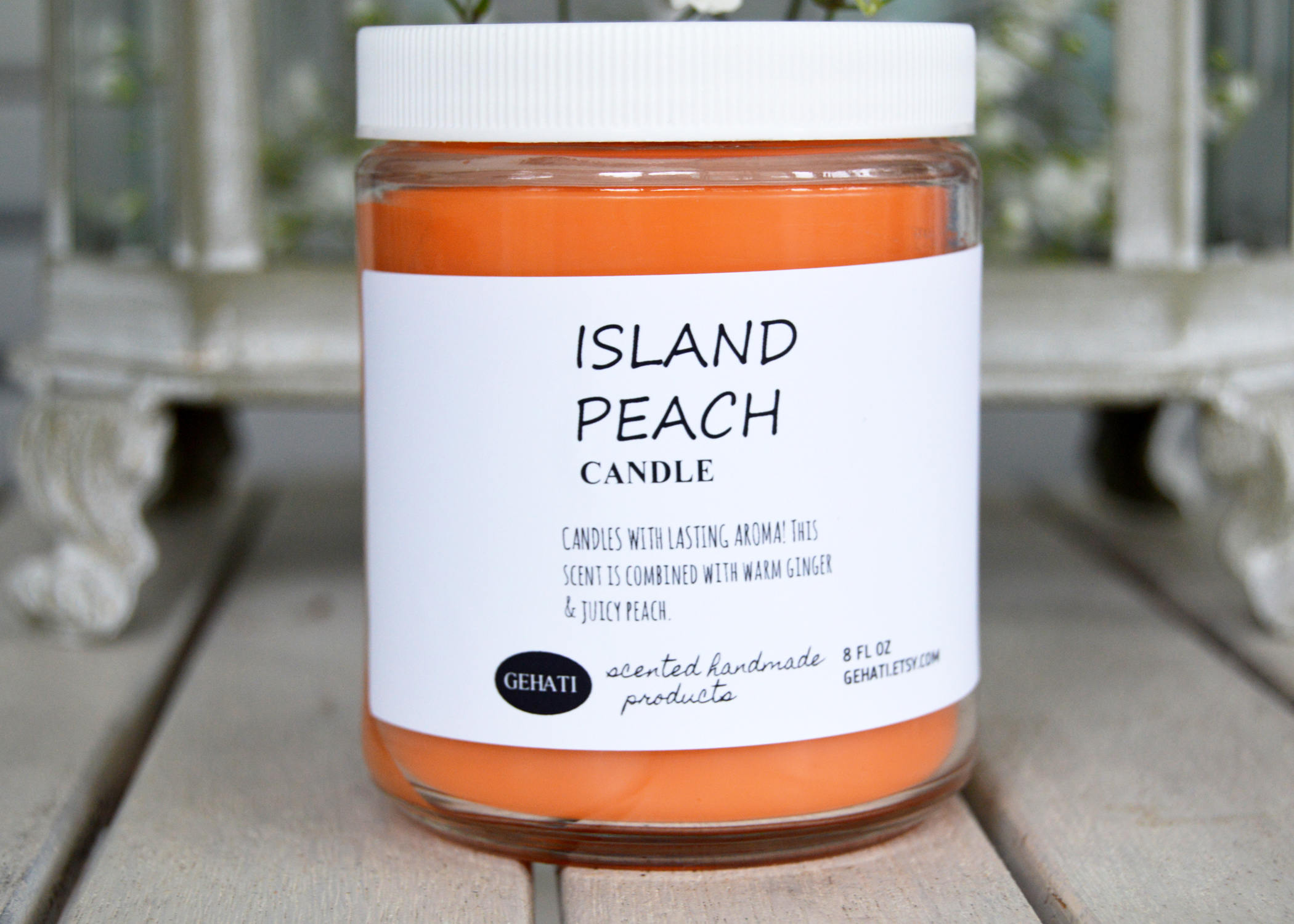 Peach Scented Soy Candle 8 oz Handmade Candle Tropical