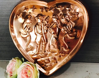 Vintage Benjamin & Medwin B M Douro Large Copper Plated Heart Loving Couple