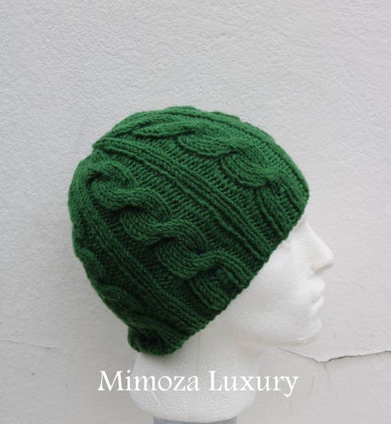 Pine Green Men's Beanie hat, Hand Knitted Hat in pine green beanie hat, knitted men's, women's beanie hat, winter beanie, green ski hat