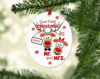 First Christmas as Mr and Mrs Ornament, Personalized Christmas Ornament, Bridal Shower Gift, Newlywed Gift, Custom Ornament