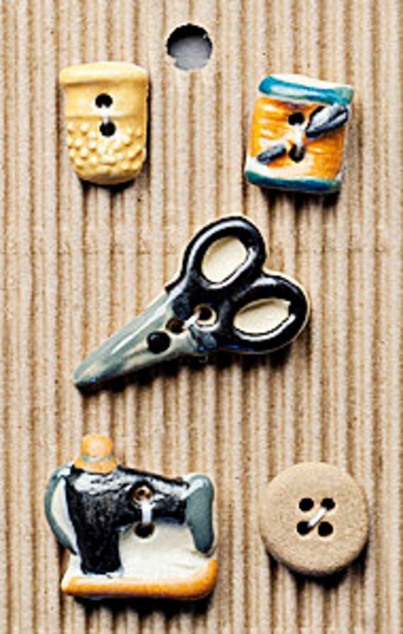 Sewing Theme Buttons Sewing Set Buttons Thimble Button