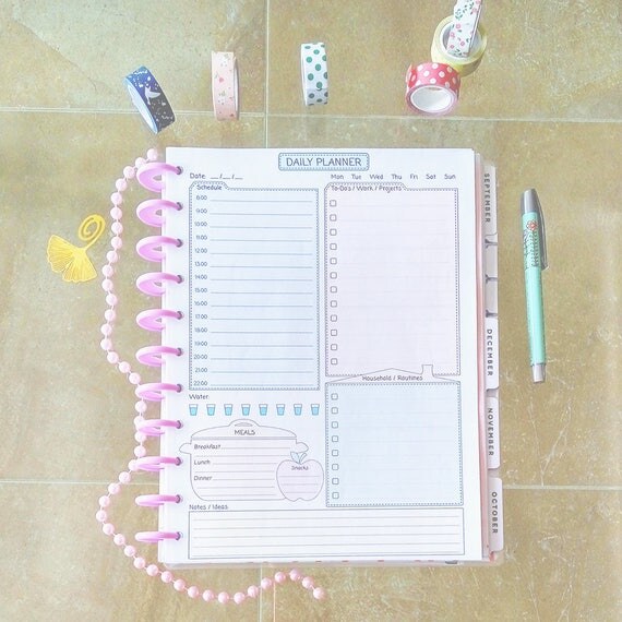 Daily planner big happy planner inserts pdf pastel colors