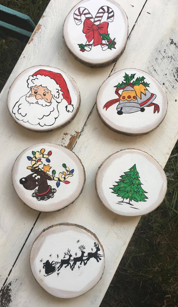 Christmas Coasters set of 6 Holiday decorations Christmas