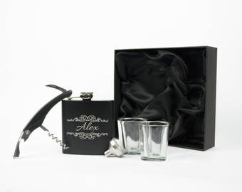 Groomsmen Flask, Personalized Flask Set, Engraved Flask, Hip Flask, Bachelor Party Gift, Custom Flask, Monogram Flask, Groomsman or Best Man
