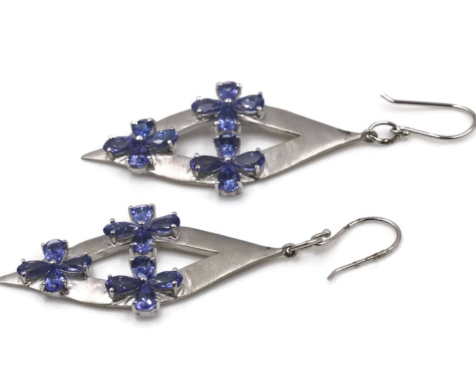 14K White Gold Earrings with Natural Tanzanite 00107887