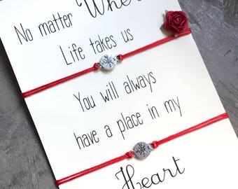 Friendship bracelet, No matter where bracelet, BFF gift ideas, Going away gift, Best friend gift, matching bracelets, Long distance gift,A75