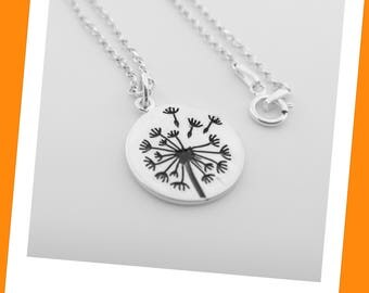 Dandelion Necklace - 925 Sterling Silver Dandelion Flower Necklace - Sweet 16 Birthday Gift - Make a Wish Dandelion Jewelry - Best Friends