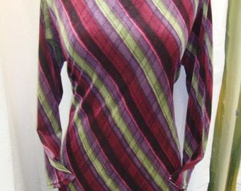 Vintage Colorful Velvet Women Blouse/ Corduroy/ Côtelé/ Colorful Blouse/With Wadding/Long Sleeve/Round Neck/