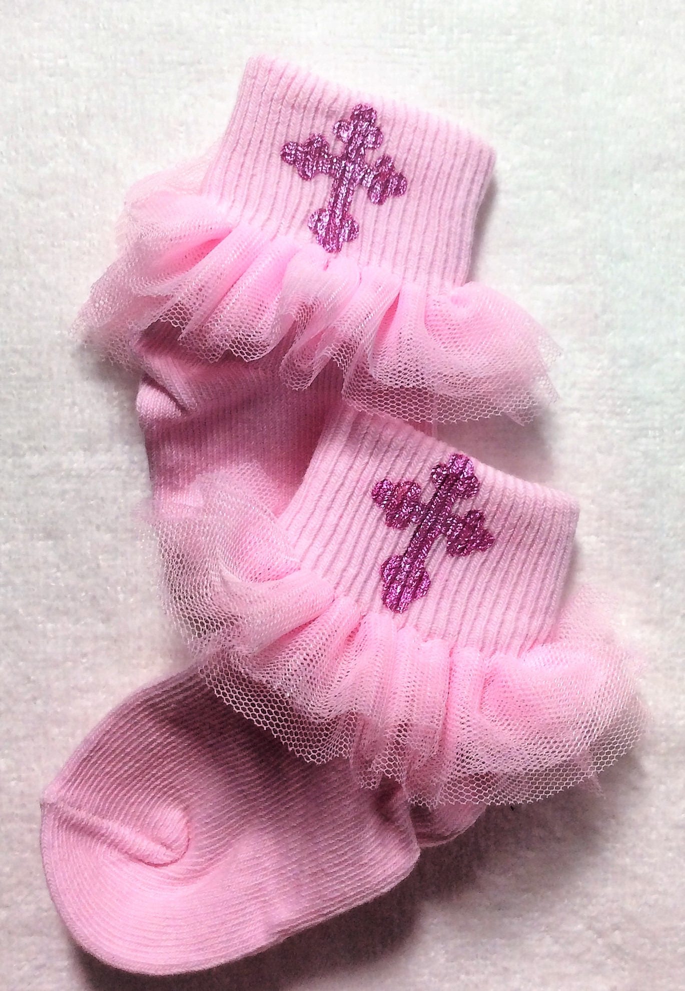Pink Lace Baptism Socks Set