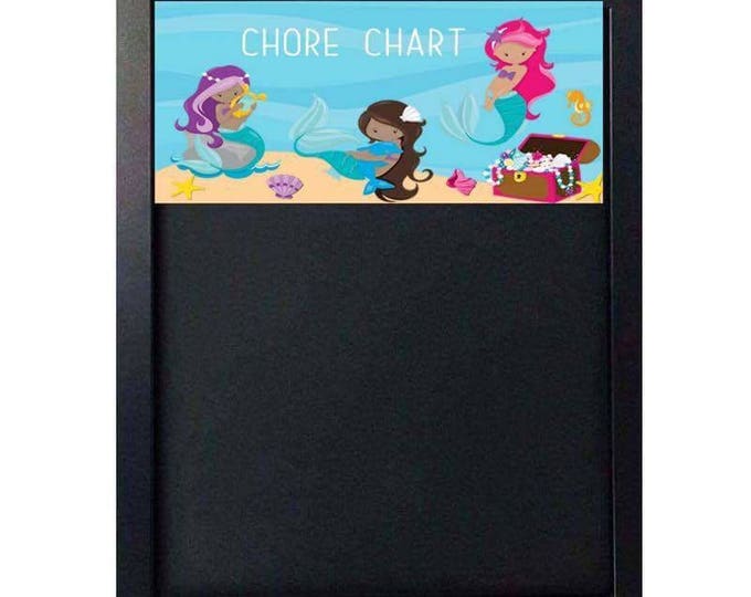 Magnetic Chore Chart - Kids job chart - Magnetic chalkboard - Chore magnets - Mermaid decor - Family chores - Organization