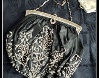 Antique Victorian French beaded purse with a coin purse
