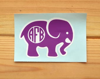 Elephant Monogram Decal, Monogram Laptop Decal, Monogram Elephant Decal