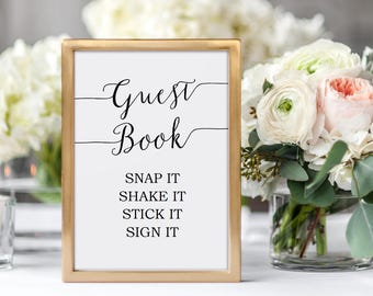 Printable Photo Guest Book Sign - Polaroid Guest Book - Wedding Printable - Instant Download - Editable PDF - minimal - 5x7 inches - #GD0725