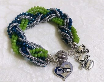 Seattle Seahawks Braided Charm Bracelet