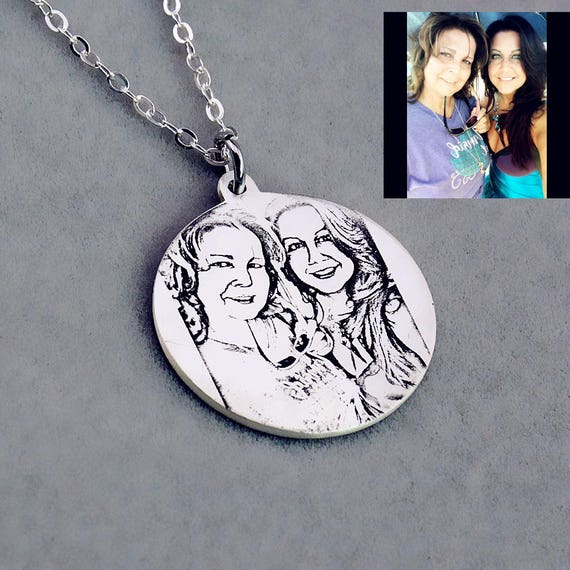 Engraved Photo NecklaceCustom Picture NecklacePersonalized