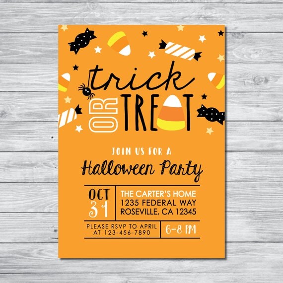 Halloween Party Invitation Trick or Treat Invitation