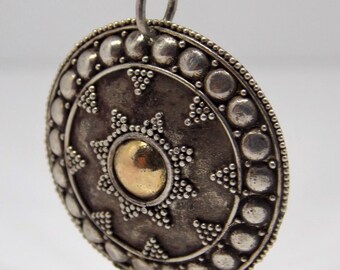 Silver and Gold Pendant , Geometric necklace , Geometric Silver necklace, Geometric Pendant , large Silver Pendant
