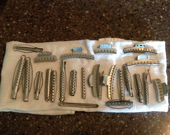 Vintage 'Goody', 'Solo' and 'Tip-Top' Aluminum Hair Rollers With Pinchers
