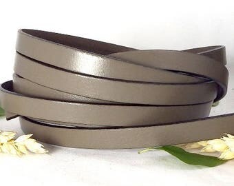 Taupe flat leather 10mm by 1 meter high quality