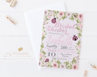 Ladybug Bridal Shower Invitation / Digital Printable Invite