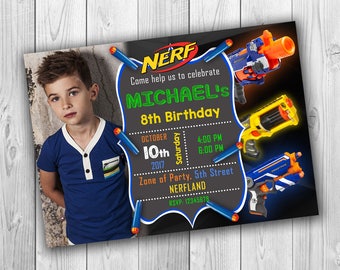 NERF invitation, Nerf Birthday invitation, Nerf Party invitation, Nerf Birthday, Nerf Wars Initation, Nerf Invitation with photo - ONLY FILE