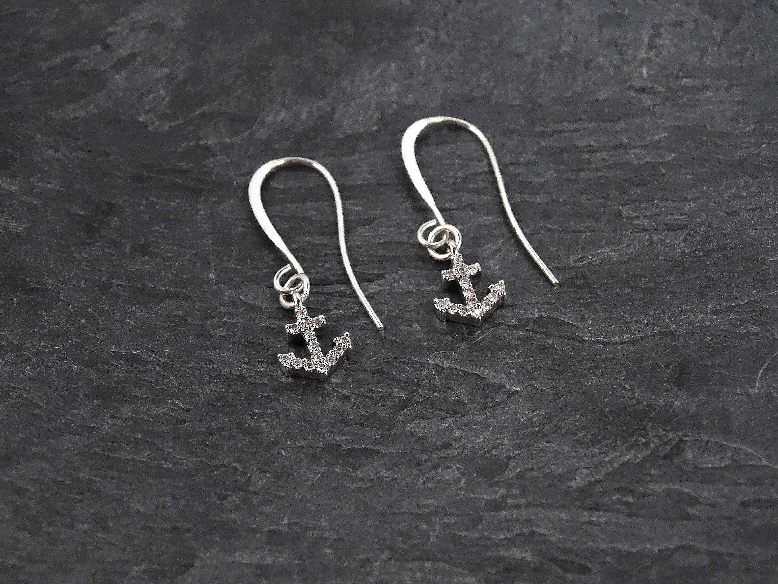 Silver Anchor Earrings Nautical Earrings Beach Earrings