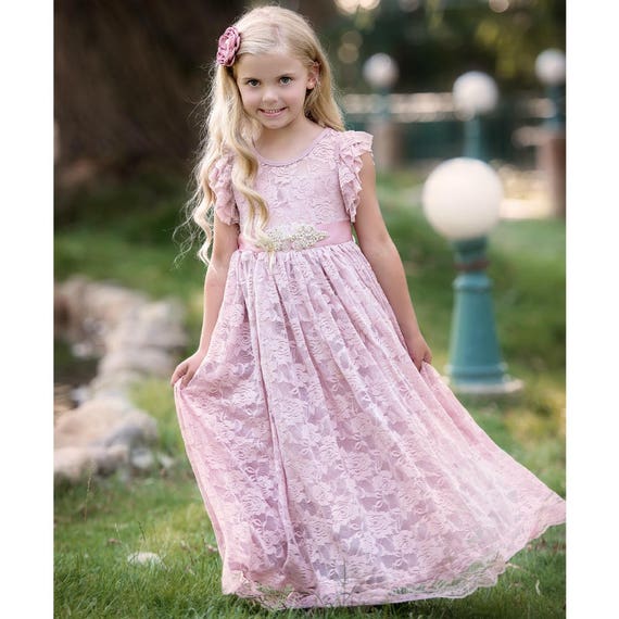 Flower girl dress lace rustic flower girl dress Lace flower