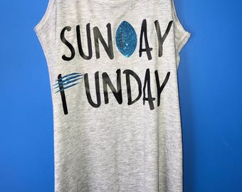 Ladies Carolina Panthers Tank, Sunday Funday Football Tank, Panthers Football Tank Top, Game Day Shirt