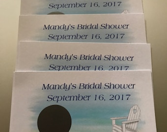 Personalized Bridal Shower Scratch Off Ticket Beach Theme
