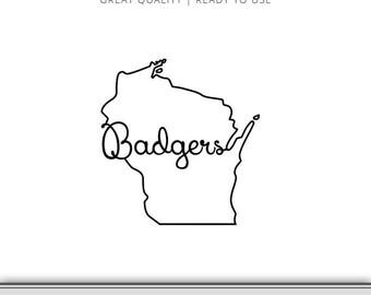 Wisconsin Badgers State Silhouetet Graphic - Wisconsin Silhouette - Wisconsin Badgers SVG - Wisconsin Cut Files Included - Digital Download!