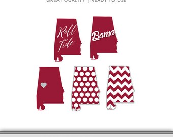 Alabama Graphic Pack - Roll Tide - Bama - University of Alabama - Digital Download - Alabama SVG - Roll Tide SVG Cut Files - 7 Formats!