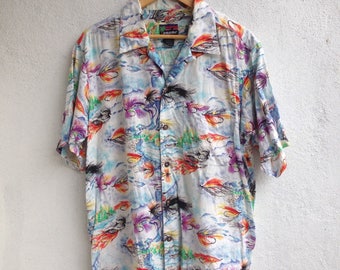 Men's Pataloha Patagonia Floral Hawaiian Shirt Rayon Blend Size M