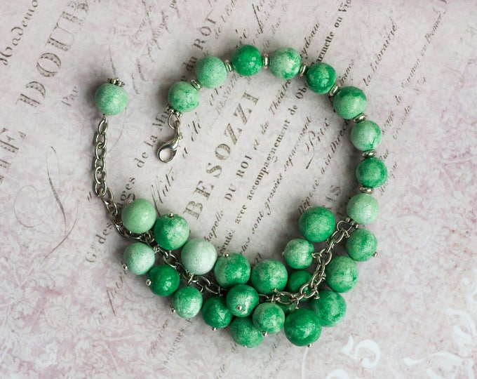 50% OFF Green bead bracelet, Polymer clay bracelet, Gift ideas for sister, Green charm bracelet, Gift for teenage girl, Gift for teen girl