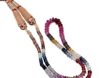 ON SALE 50% Sapphire Necklace, Multi Sapphire Beads, Sapphire Rondelles, 3.5mm To 5mm Beads, 14 Inch Strand